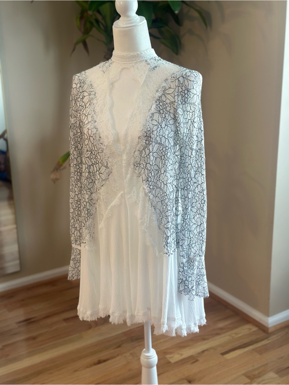 Free People White Lace Mini Dress